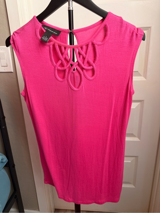 INC International Concepts Tops - INC Hot Pink Sleeveless Knit Tank with Decorative Neck